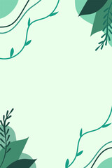  Floral botanical green background. Abstract background with greenery. Vector illustration