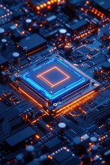 Fototapete - High-quality image of a computer motherboard, ideal for tech-related projects and illustrations