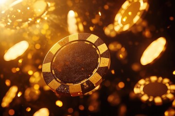 Poster - A close-up shot of a casino chip on a table, perfect for use in financial or gaming-related contexts