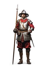 Wall Mural - English pikemen weapon white background protection.