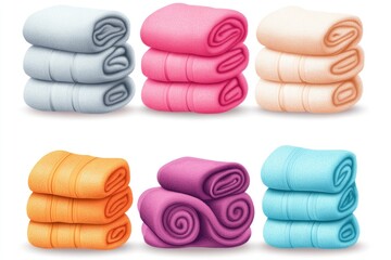 Poster - A collection of towels piled high, great for bathroom or laundry storage