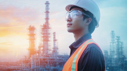 Poster - A person in protective gear on a construction site