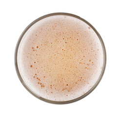 Wall Mural - Glass of light beer isolated on white, top view