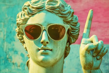Aufkleber - A statue of a woman wearing sunglasses and holding a cigarette, great for use in modern or retro-themed designs