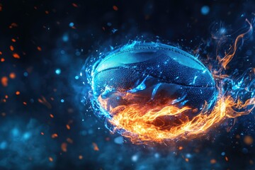 Leinwandbilder - A burning basketball on a dark background