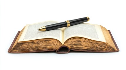 Poster - A pen sits on the cover of an open book