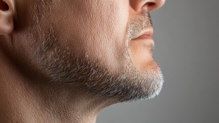 Canvas Print - Close-up shot of a man with a beard, highlighting his facial features