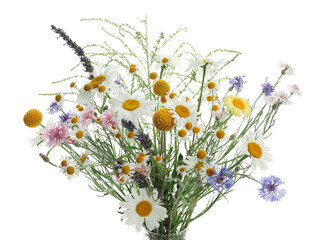 Sticker - Bouquet of beautiful wildflowers isolated on white