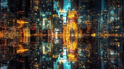 Wall Mural - A metropolis made of shining mirrors, with light bouncing in every direction, crafting a stunning and surreal urban landscape of reflections.