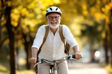 Poster - A person rides a bicycle on a urban road