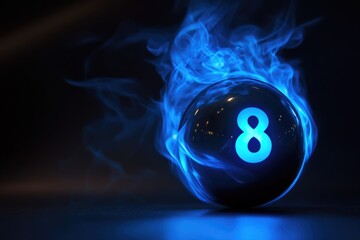 Poster - A single billiard ball with the number eight displayed prominently