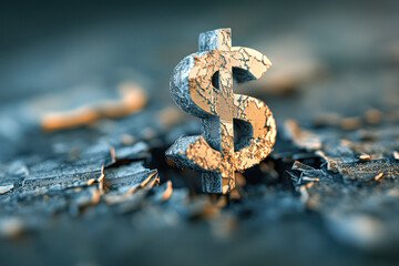 Sticker - A dollar sign is on a pile of broken pieces