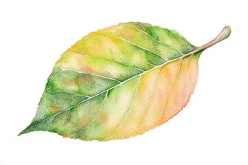Aufkleber - Watercolor painting of a single leaf on a white background