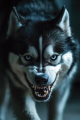 Poster - A close-up shot of a dog's face with its mouth open, ideal for use in pet-related or humorous contexts