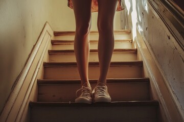 Poster - A person stands on a staircase