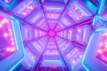 Poster - Modern interior design with neon lighting and sleek furniture