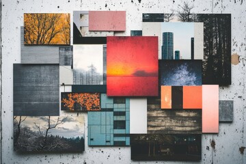 Aufkleber - A collection of framed images adorning a wall space