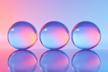Poster - A group of transparent glass spheres perched on a flat surface