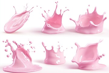 Sticker - Four different pink liquid splashes