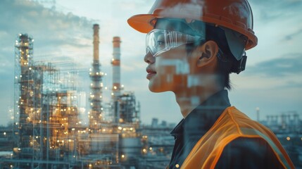 Poster - A person in personal protective equipment on a construction site