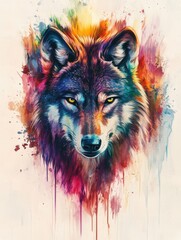 Vibrant Wolf Portrait