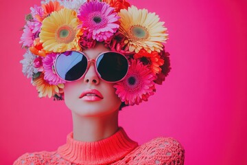 Poster - A woman wearing a beautiful flower crown