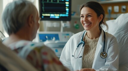 Sticker - A doctor or medical professional discusses treatment options with a patient in a hospital setting