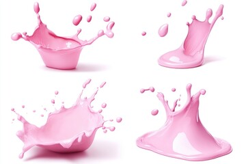 Poster - Four different views of a pink liquid splash