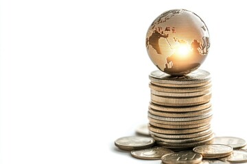 Poster - A golden globe sits atop a pile of coins, symbolizing wealth and success