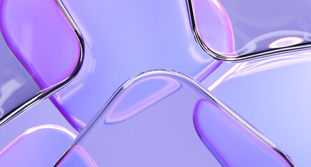 Poster - Glass shapes with colorful reflections composition. 3d rendering illustration.	
