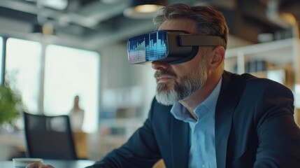 Poster - A person wearing a suit and using a virtual reality device for entertainment or gaming purposes