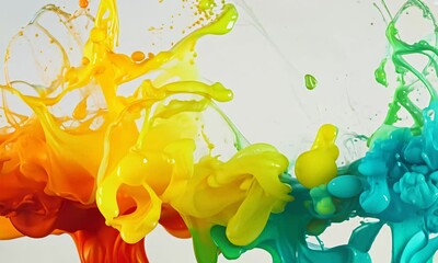 Wall Mural - colorful abstract art with red yellow and blue paint.