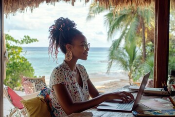Poster - A person working on a laptop at a table