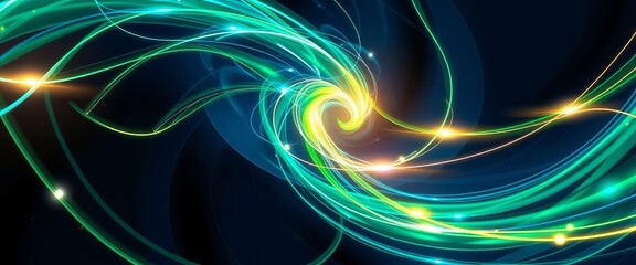 Abstract glowing light spirals, futuristic vibrant streams, fluid background for desktop wallpaper