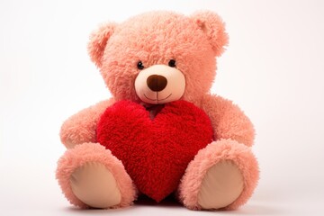 Canvas Print - Teddy bear hugg a fluffy heart toy representation celebration.