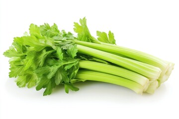 Poster - Fresh bunch of celery placed on a clean white surface
