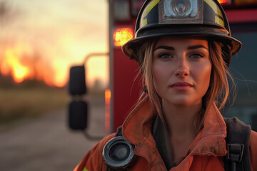 Wall Mural - Female firefighter.