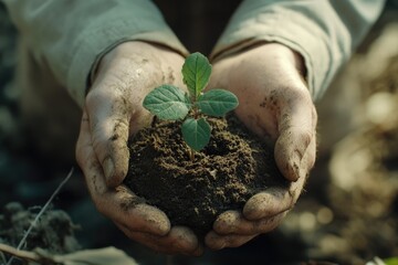 Sticker - A person holding a small plant in dirt, great for environmental or nature-themed content