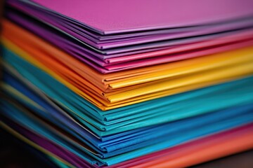 Aufkleber - A stack of brightly colored folders sitting on top of each other, useful for organizing and storing documents