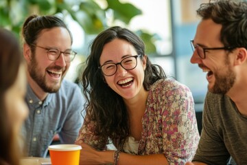 Poster - People having fun and laughter at a social gathering