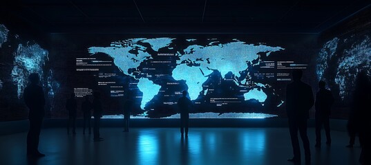Poster - A holographic timeline of world history with major events floating in the air