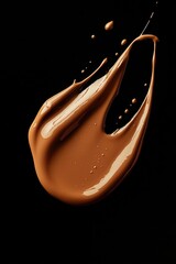 Poster - A close-up of chocolate liquid splashing onto a black surface, perfect for food, beverage or culinary related content