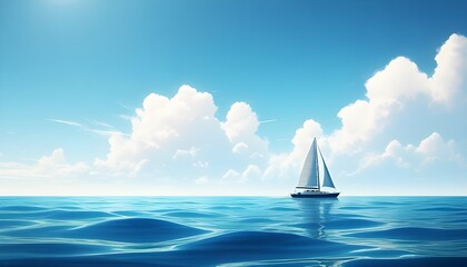 Wall Mural - Sailboat gliding through crystal-clear water captured from a semi-underwater viewpoint