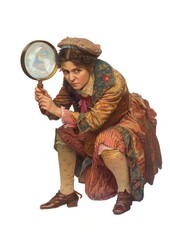 Sticker - Vintage detective woman magnifying glass