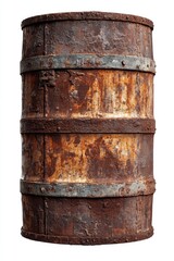 Poster - A rusty metal barrel on a white background