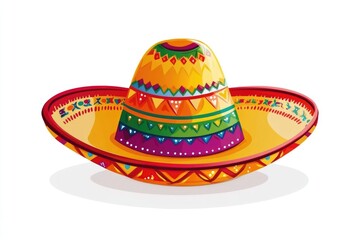 Sticker - A colorful sombren hat sits prominently on a plain white background