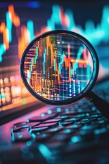 Poster - A magnifying glass resting on a laptop, ideal for searching and finding details