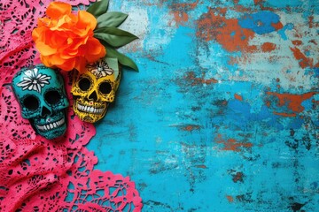 Poster - A pair of human skulls sit atop a table, ready for display or decoration
