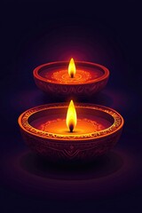 Poster - Two lit candles in a dark and cozy room