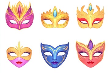 Aufkleber - Four different colored masks, ideal for various uses and themes